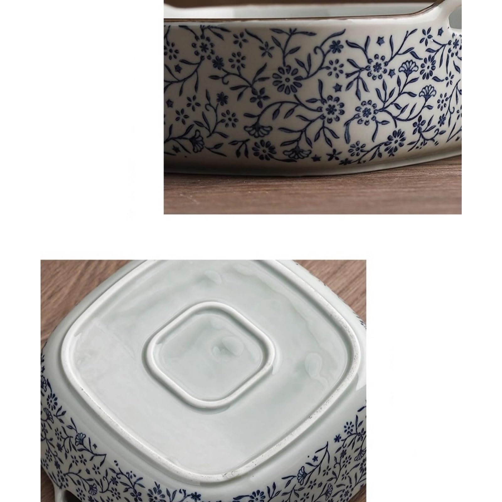 Zastawa stołowa,Pieczenie Naczynia do pieczenia na zapiekanki 7-calowa miska z podwójnym uchem Naczynia ceramiczne Kwadratowa blacha do pieczenia Miska do ryżu Naczynie do zapiekania