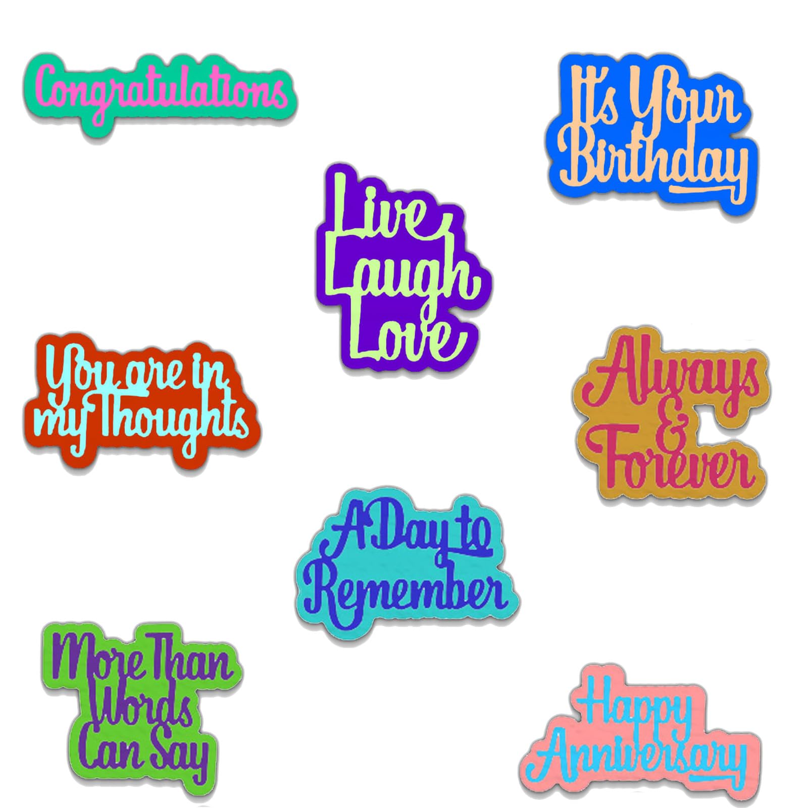 CYFUN DESIGNWords Die Cuts for Card Making, Anniversary, Birthday, Congratulations, Live Laugh Love, Metal Cutting Dies, DIY Scrapbooking