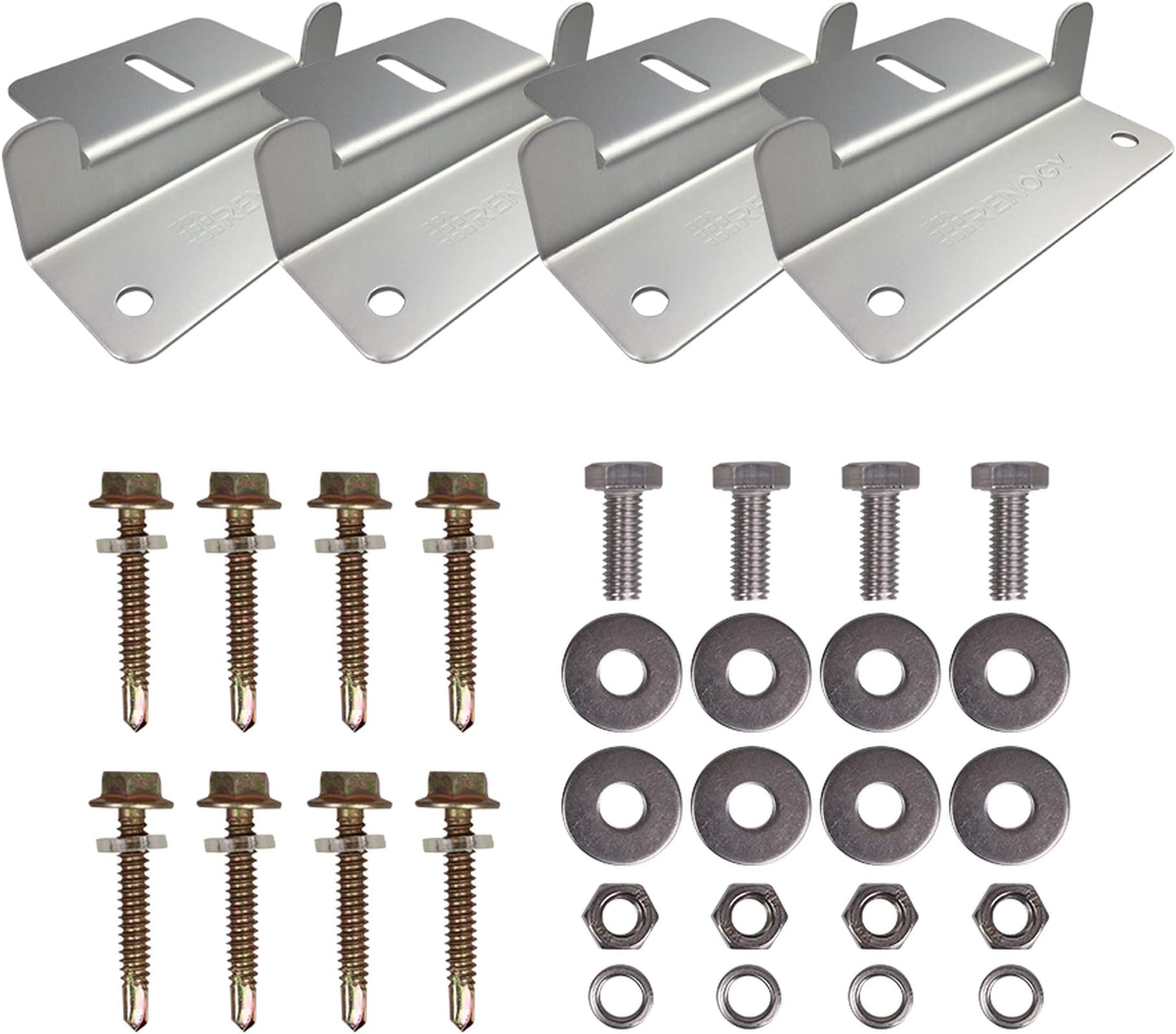 Solar Panel Mounting Bracket Holder 4 Pieces, for Mounting Solar Panel Roof Mount Z Bracket with Nuts and Screws for Motorhome, Boat, Roof, Wall and Off-Gird Roof Installation