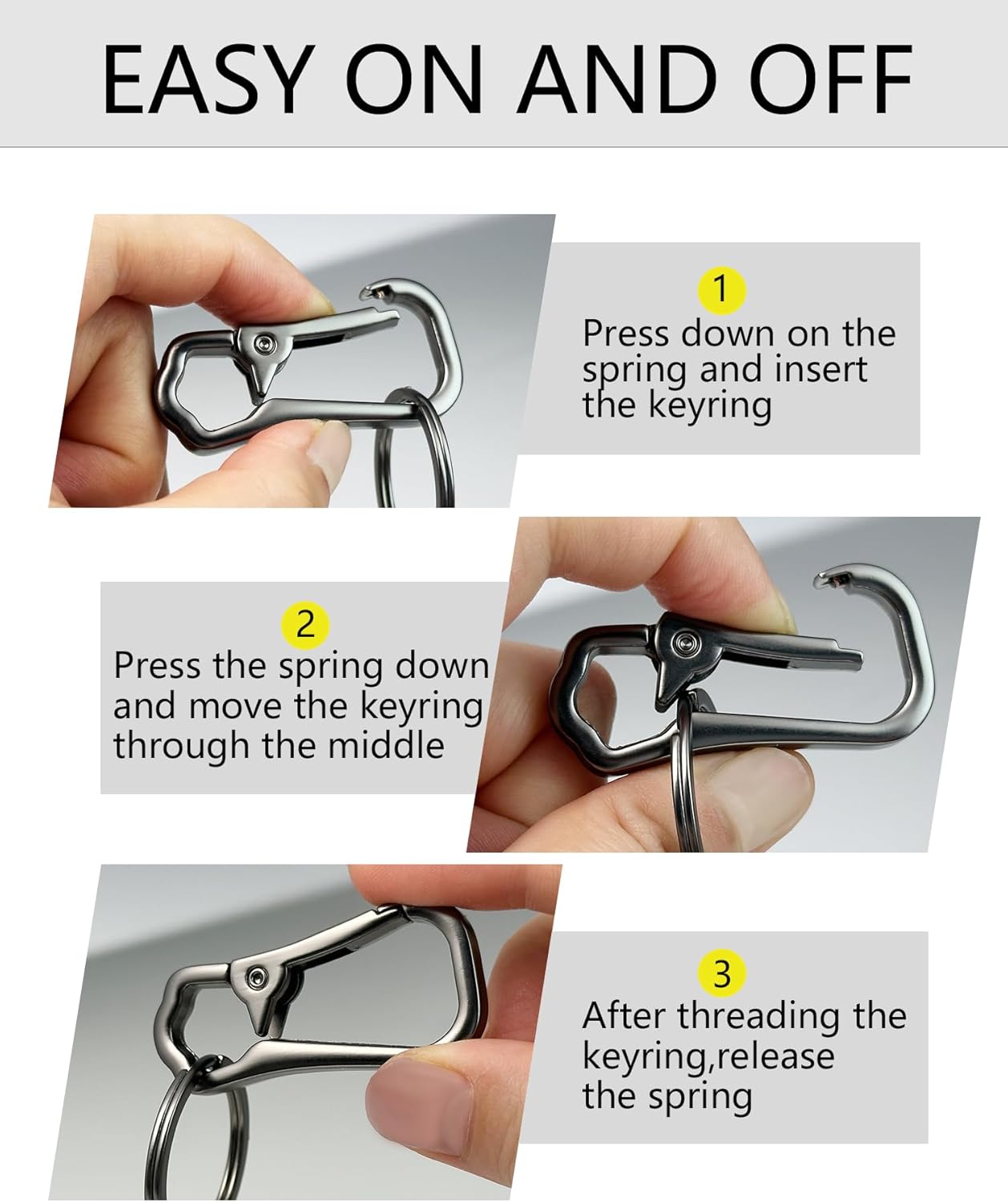 Keychain Clip with Key Rings and D Ring, Metal Key Chain Hooks Holder for Home Car Keys Carabiner Men Women - Image 8