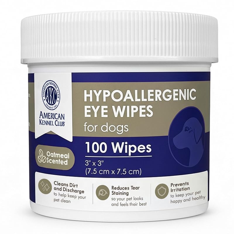 Lenços de higiene para olhos de cães e gatos American Kennel Club, Oatmeal Scent, pacote com 100