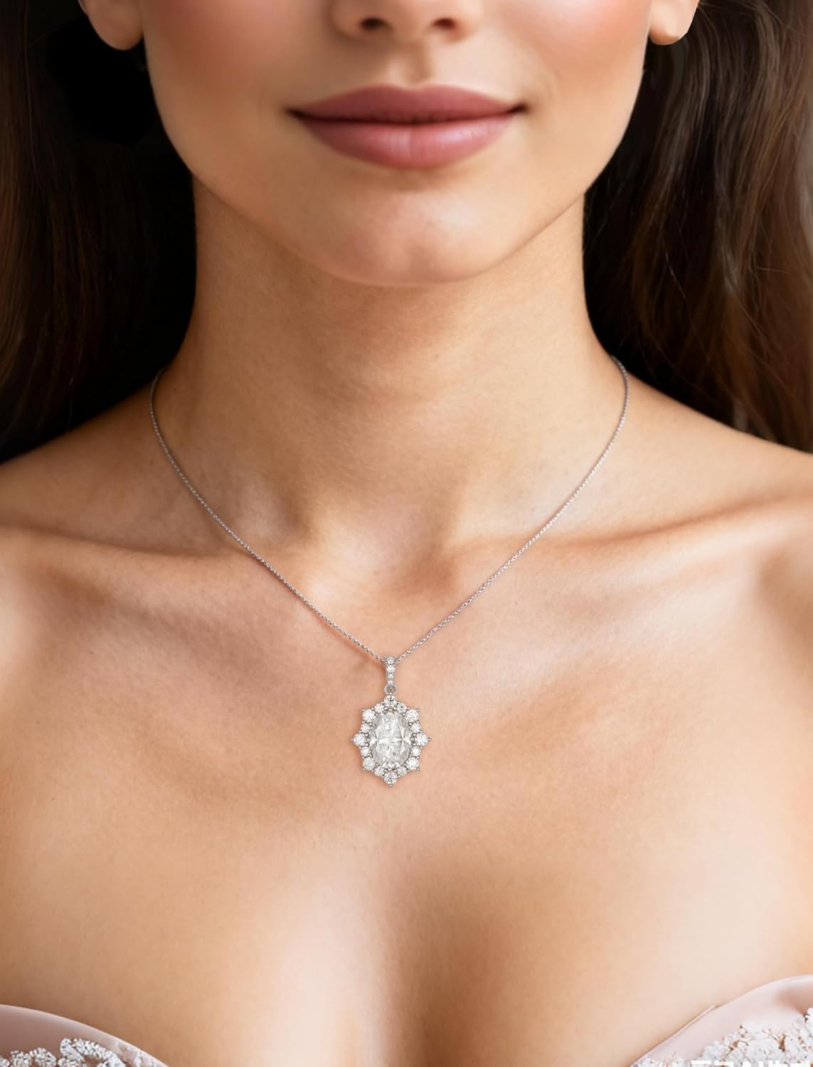 8ct Moissanite Necklace for Women,925 Sterling Silver Dainty Pendant,18K White Gold Plated Sparkling Jewelry Gifts - Image 2