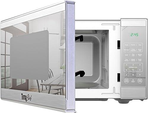 Total Chef Horno microondas de 1.3 pies cúbicos  Aparato de cocina compacto de encimera, pequeño microondas de acero inoxidable con toque digital,