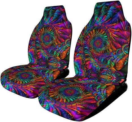 Tie Dye Car Seat Cover Front Seat Only, Trippy 2Pcs Auto Interior Accessories Universal Seat Covers for Car, SUV, Sedan, Trucks
