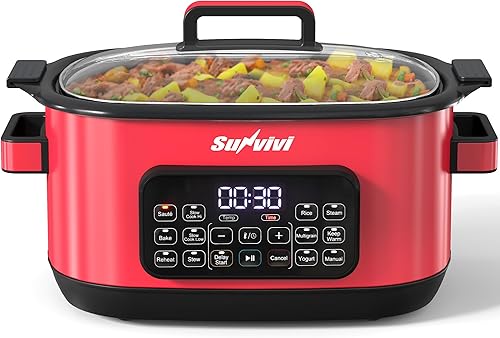 Miniatura 8 de Sunvivi Horno asador de cocción lenta de 6.5 cuartos de galón: calentador de alimentos multicocina programable 11 en 1 con temporizador digital