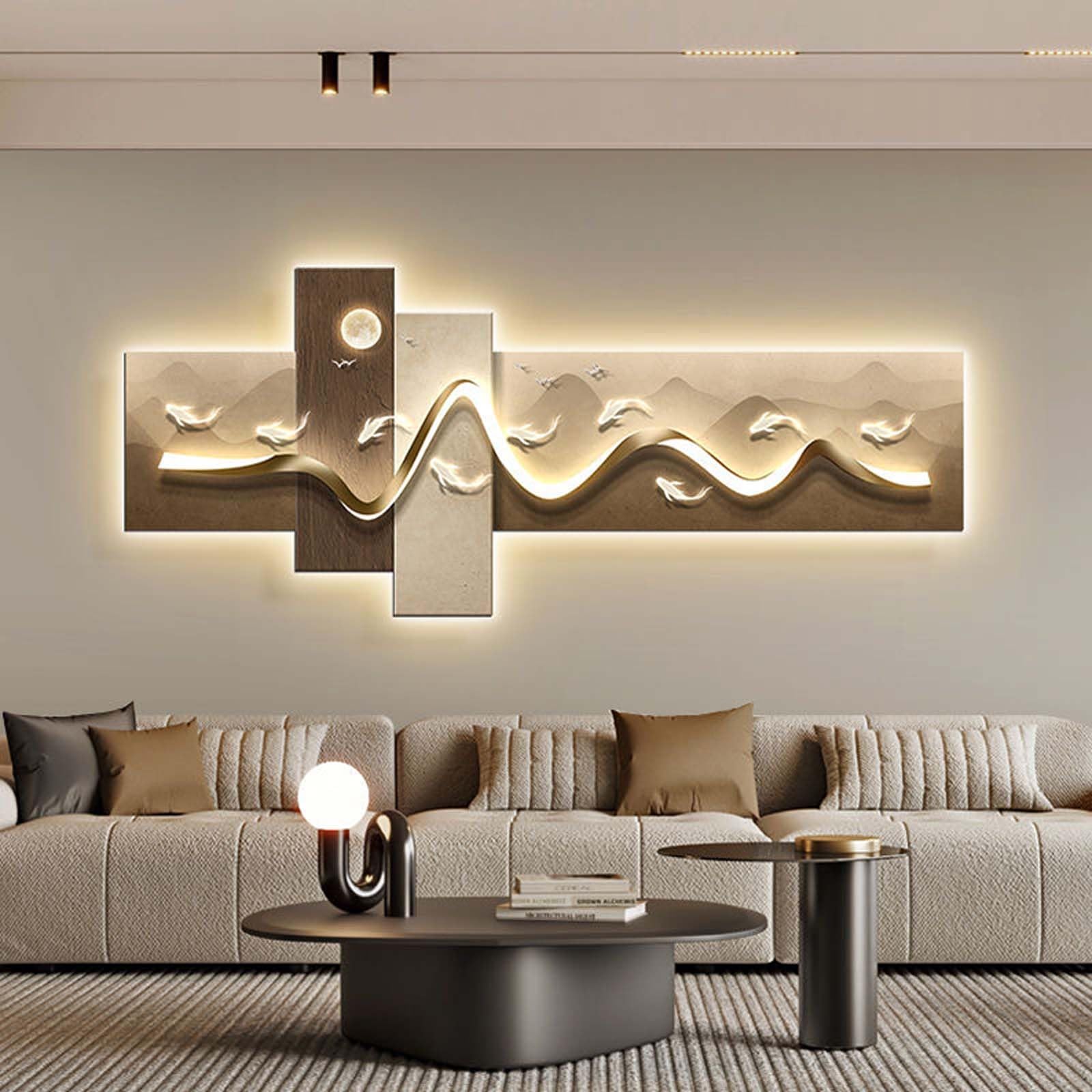LED-Wandkunst-Dekor, Plug-in-beleuchtetes Gemälde für Wohnzimmer, Schlafzimmer, Büro, Heimdekoration