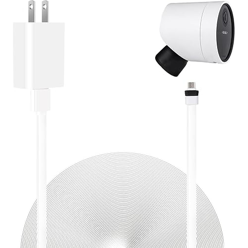 Power Cable Compatible with SimpliSafe Wireless Outdoor Security Camera,25Ft/7.5m Weatherproof USB Cable Power Your SimpliSafe Outdoor Camera continuously - White