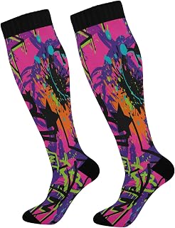 874 Crew Athletic Socks Abstract Spray Paint Dress Crew Socks Long Crew Socks Breathable Calf Socks For Sports Running Hiking 40cm