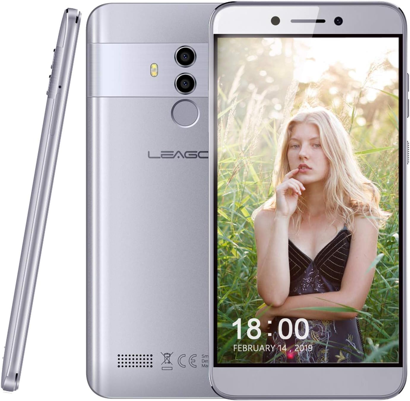 LEAGOO T8s (2019) Android 8.1 Dual SIM 4G Smartphones, 4GB RAM 32GB ROM SIM-Free Mobile Phones Unlocked, 5.5 inch FHD, 64bit Octacore, 13MP Triple Camera, Face + Fingerprint Scanner, Sliver