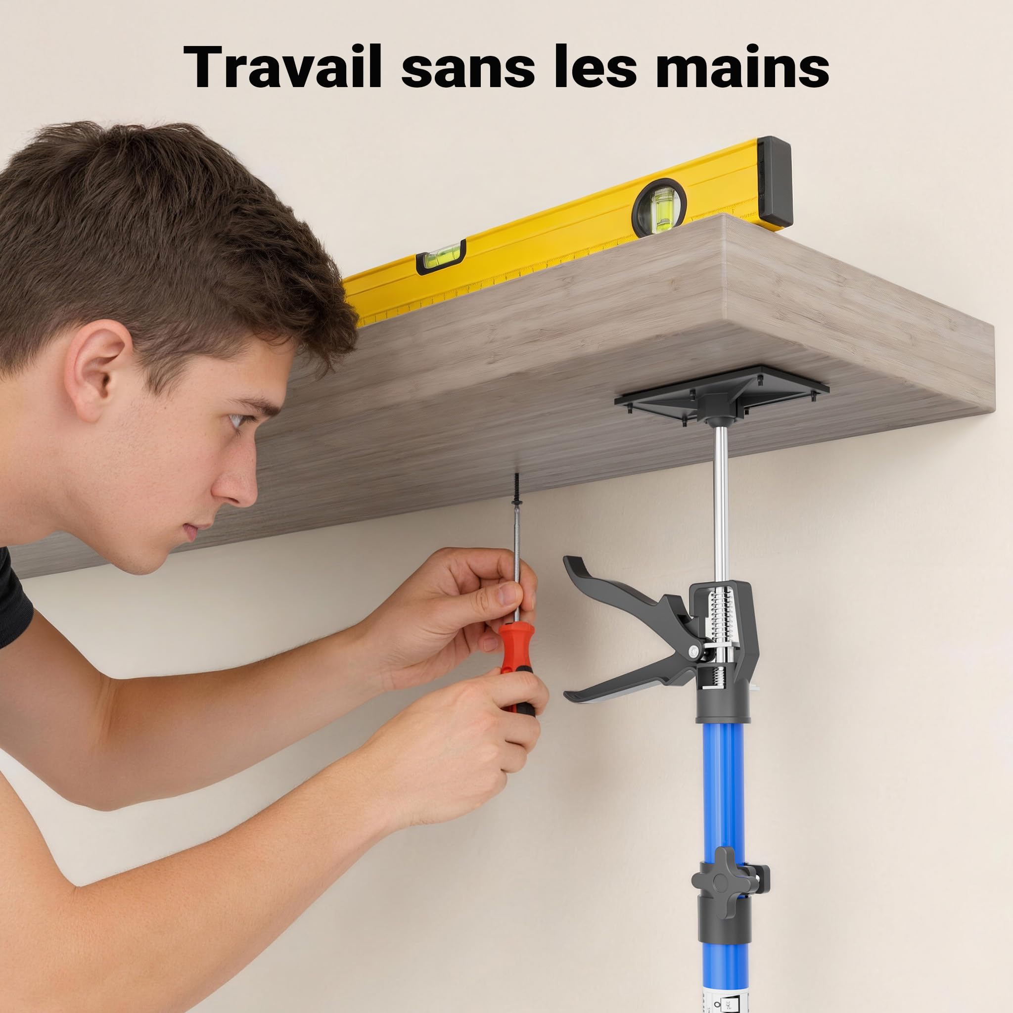 Wiltec Set 3x Étai de porte télescopique - tige 51-113,05 cm Réglage en continu/charge max. 30 kg - avec Plaques de pression inclinables - Écarteur Tendeur de pose dormant cadre