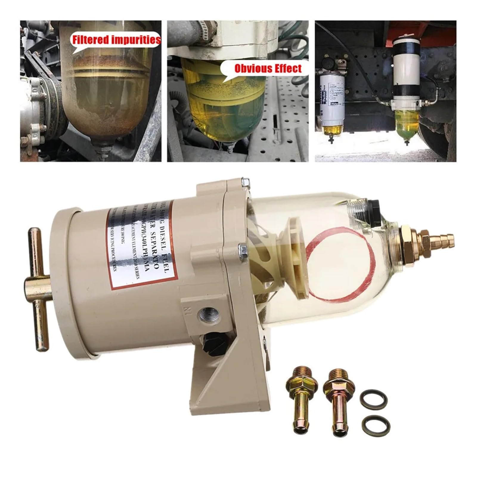 Filtro de Motor 500FG 500FH, Separador de Combustible, Aceite y Agua con Elemento filtrante 2010PM, Tubo de calefacción de 12 V/24 V, 2021