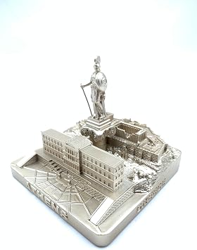 Athens Skyline 3D Model Landmark Replica Square Rose Gold Resin Sculpture 4 1/2 Inches