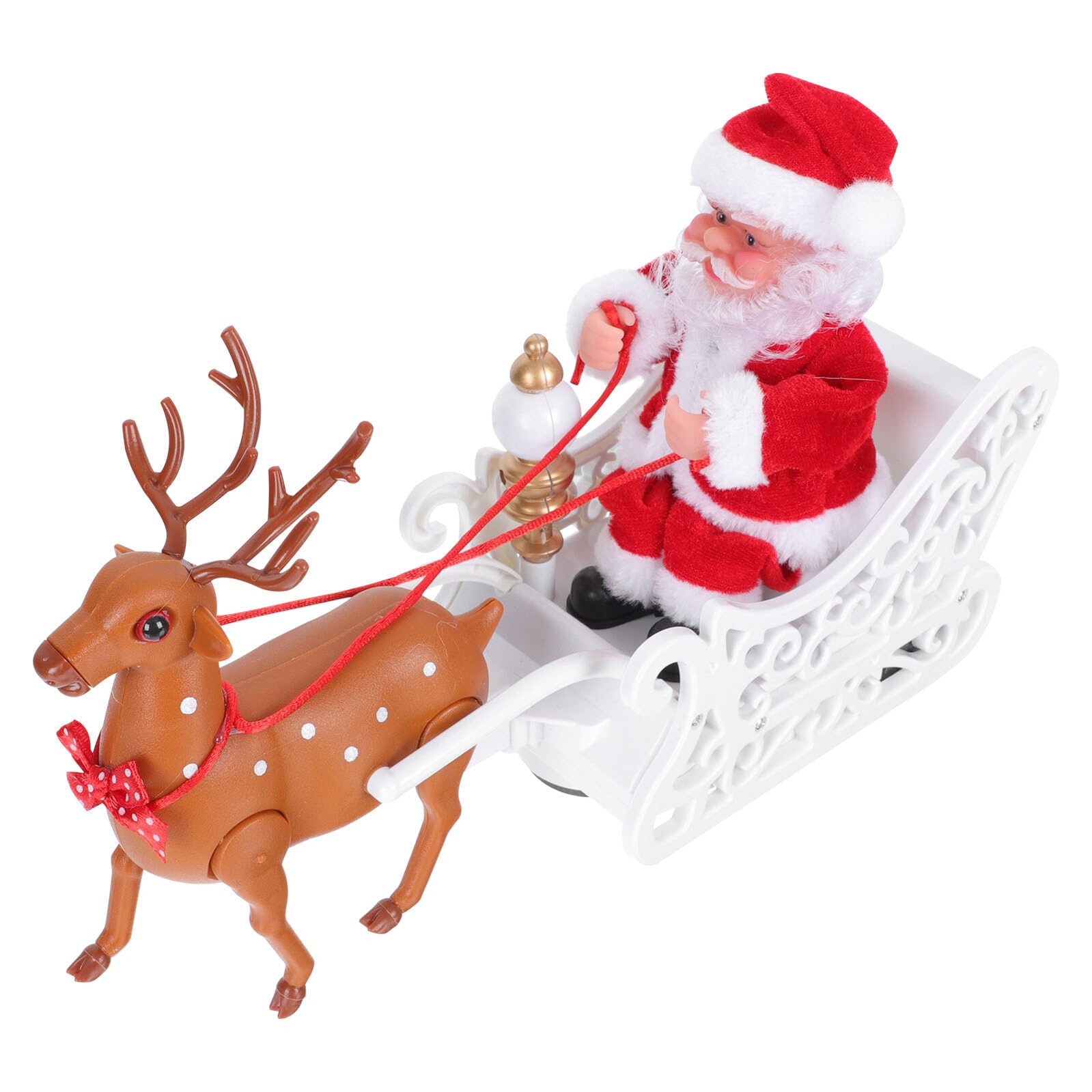 BESTYASH Babbo Natale Elettrico Renna Decorazione Natalizia per Feste Giocattolo Animato per Decorazione da Tavolo in Plastica per Casa Ufficio e Negozi