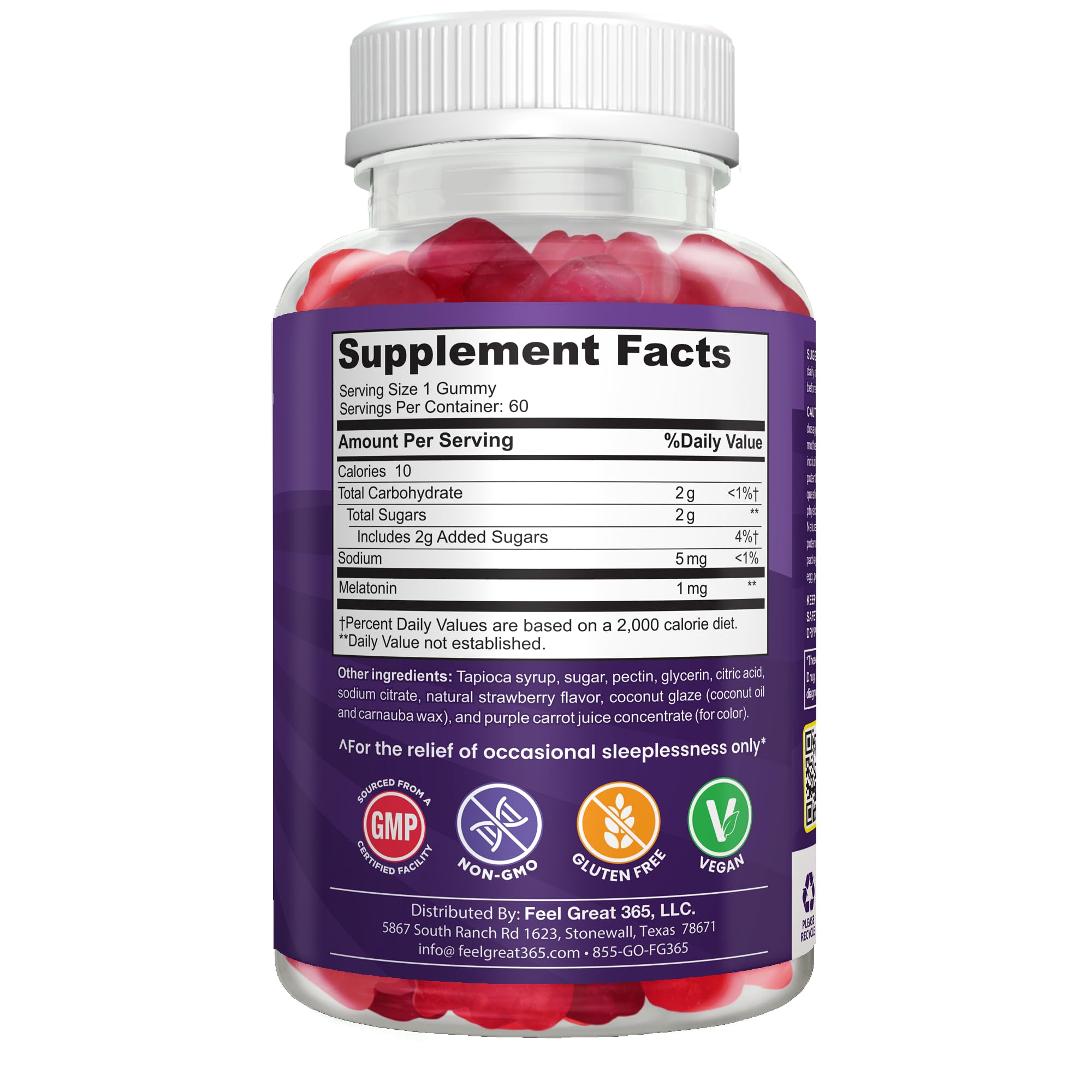 Feel Great Kids Melatonin Gummies, 1mg, Strawberry, Vegan, 60-Day — Amazon image 8