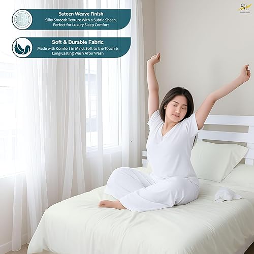 Vista 52 de Shreem Linen California King Waterbed Sheets, 4-Piece 100% Egyptian Cotton Attached Sheet Set with 15" Deep Pocket, Soft & Breathable Bedsheets for