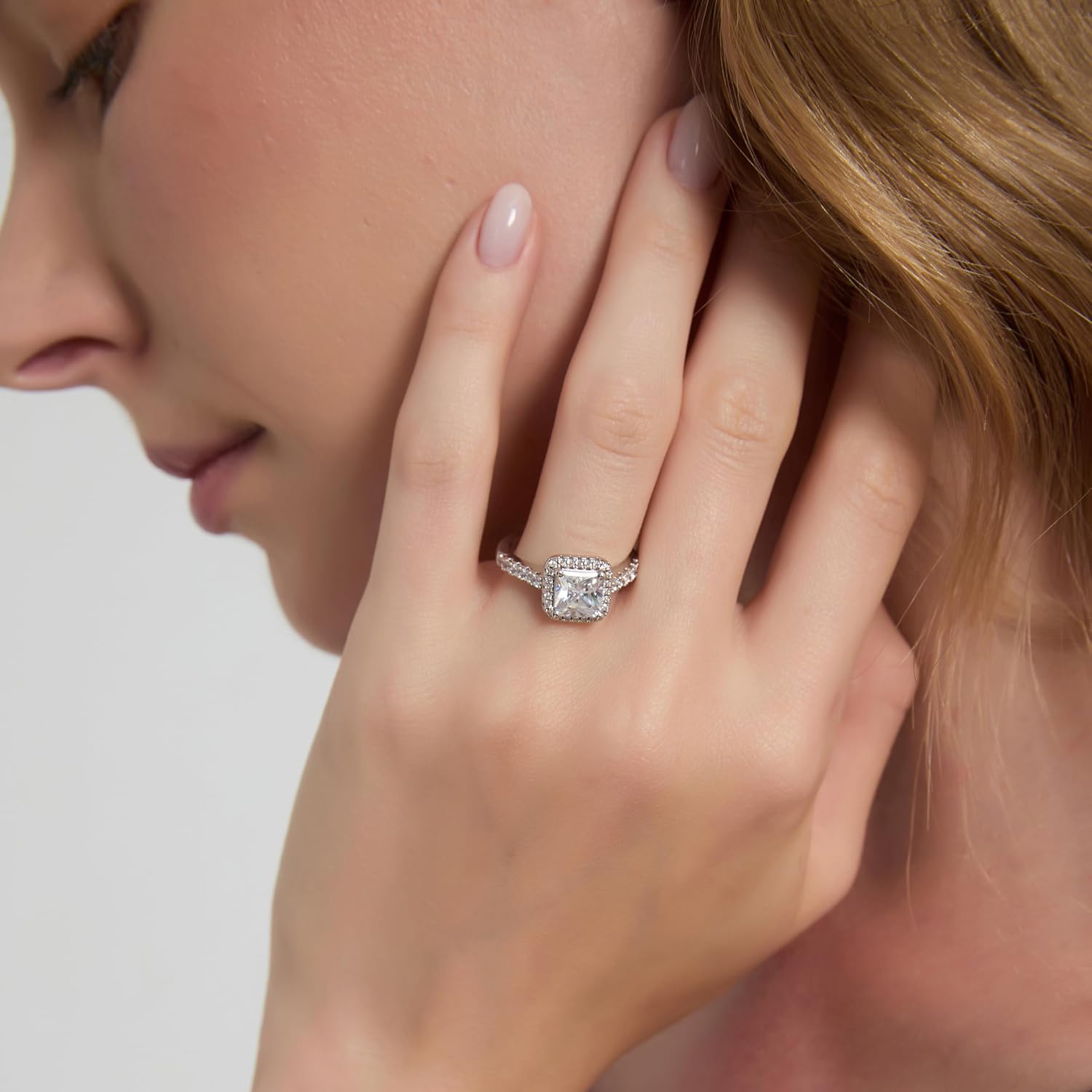 925 Sterling Silver Engagement Rings for Women Princess Cut