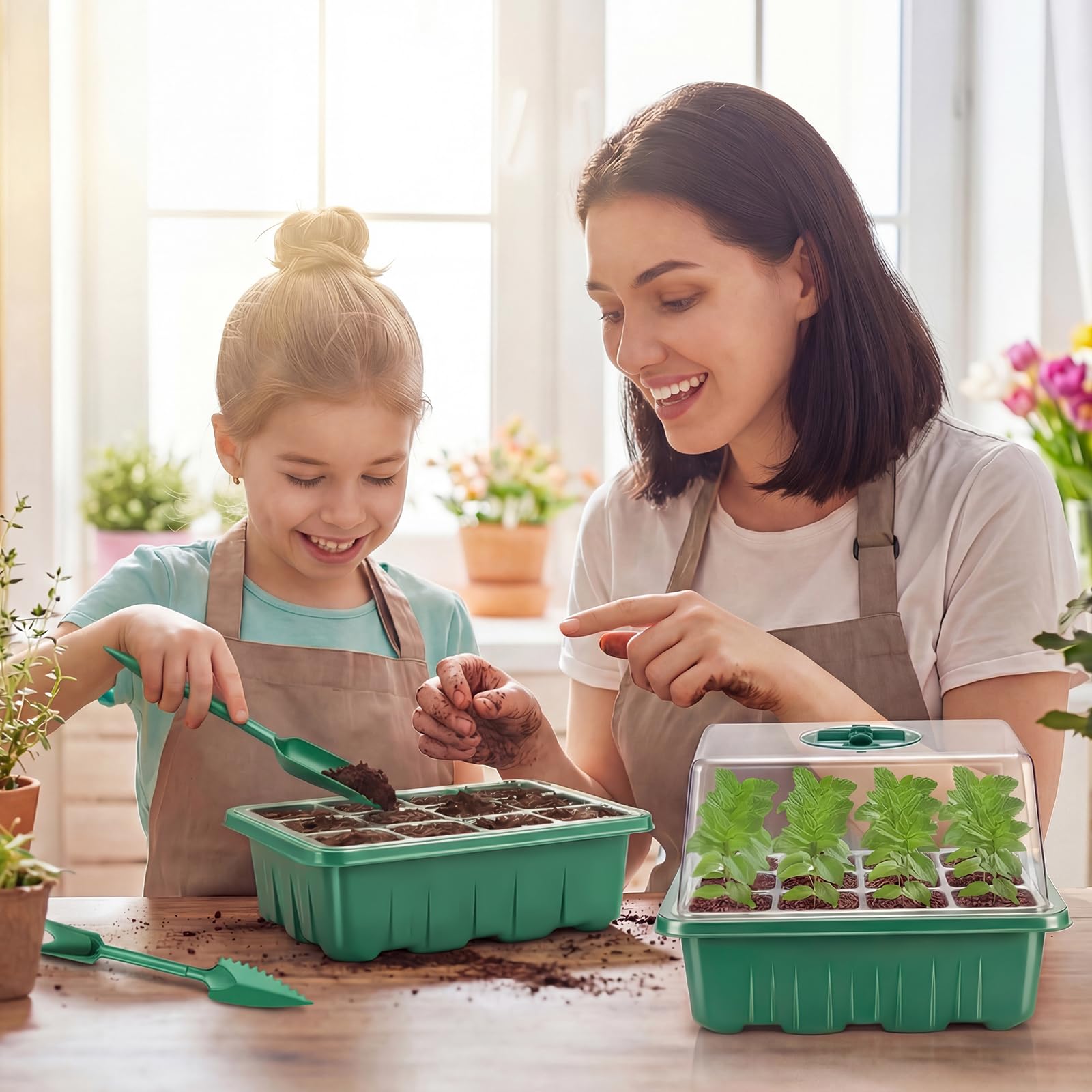 Verdenu Mini Serre pour Plantes, 10 Pièces 120 Cellules Plaque Semis, Serre Interieur avec couvercles rehaussés, Bac à semis Pépinière Boîte de Culture Durables, Hauteur du dôme d'humidité 8,4 cm