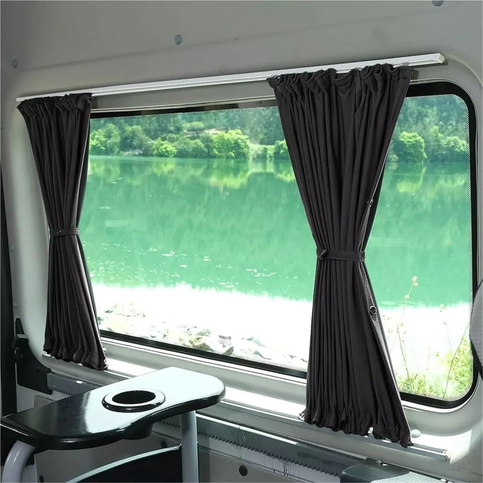Pare Soleil Voiture 1 Ensemble Rideau Pare-Soleil Voiture avec Kit Rail Plastique pour VW pour Transporter T5 T6 pour Caravelle Camping Polyester tissé