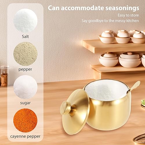 Miniatura 6 de Dispensador de café y azúcar, contenedor dorado de acero inoxidable, contenedor de azúcar resistente, cubos de azúcar, sótano de sal dorada,