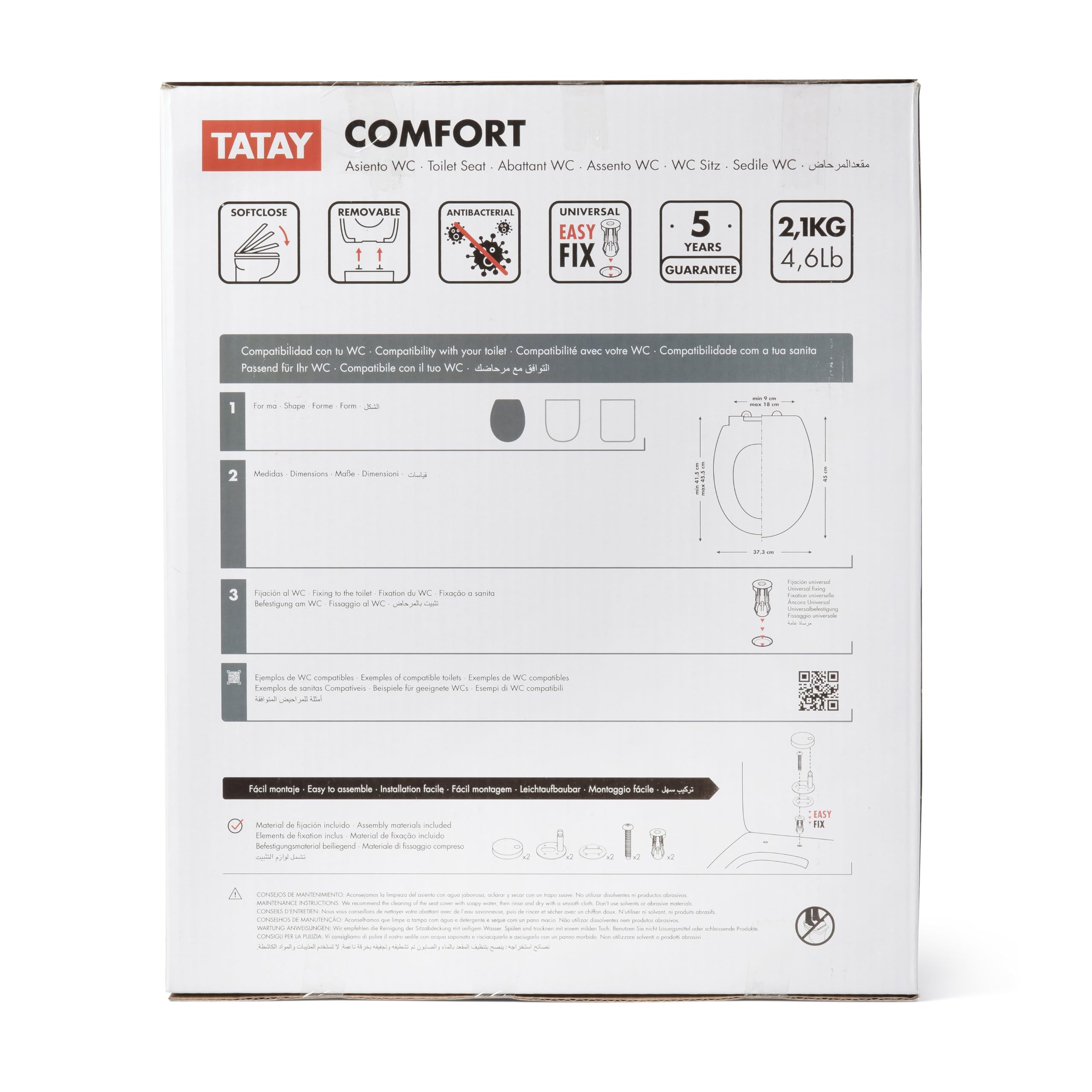 TATAY Sedile WC Comfort Compatibile con Sanitari Ovali Montaggio Facile | Sedile WC Bagno | Superficie Antibatterica | Rimozione Rapida | Forma Ovale | Compatibile con Sanitari Ovali, Grigio Scuro