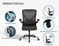 Vista 8 de Silla ergonómica de oficina – Sillas de escritorio de computadora en forma de X cómodas, silla de juegos de malla con respaldo alto con soporte