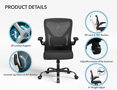 Miniatura 8 de Silla ergonómica de oficina  Sillas de escritorio de computadora en forma de X cómodas, silla de juegos de malla con respaldo alto con soporte