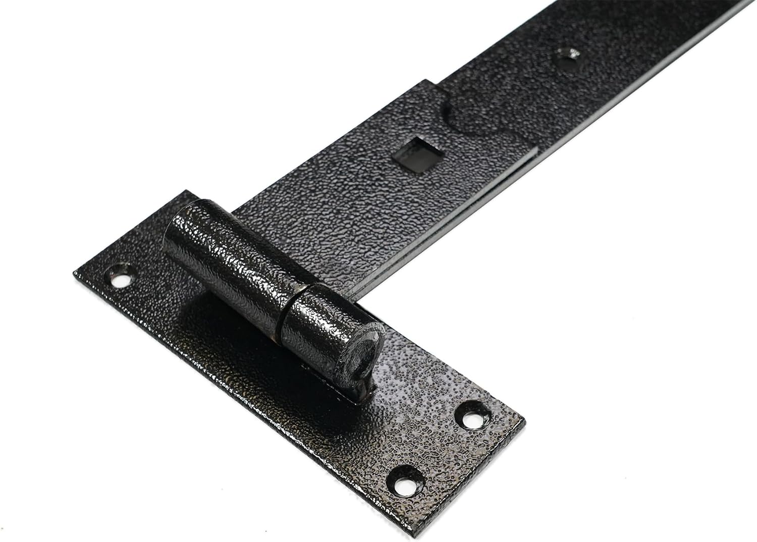 Heavy Duty Door shed BARN GATE Hook & Band Hinges CRANKED & Straight - Black (2 x 24" Straight Hinges)