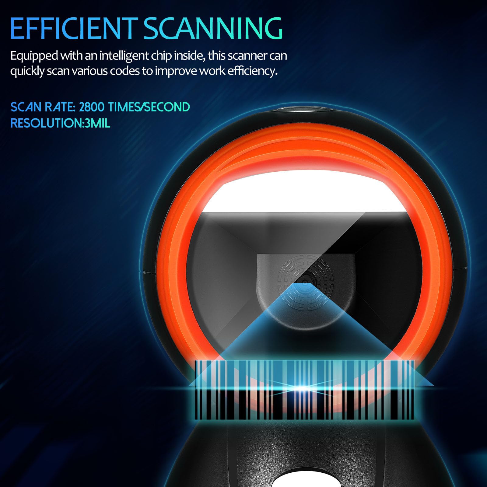 GALPADA Scanner e Chip Intelligente Codici Barre da Tavolo Angolo di Scansione Regolabile Robusto e Multifunzionale per Supermercati e Uso Professionale