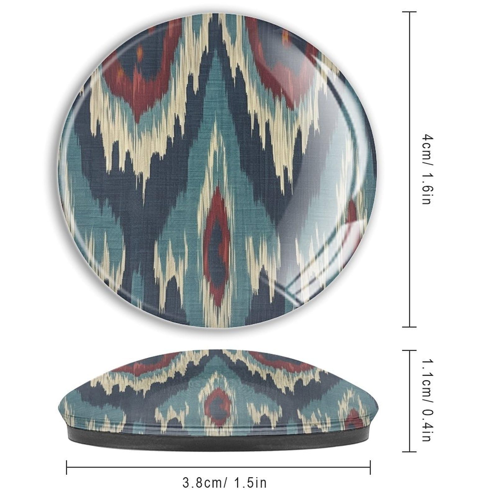Ikat-Kühlschrankmagnete, magnetisch, für den Kühlschrank, asiatische Chinoiserie, Glas, kleine Magnete, künstlerische, starke Magnete für Klassenzimmer, Küche, Büro, Zuhause, Spind, 4 Stück