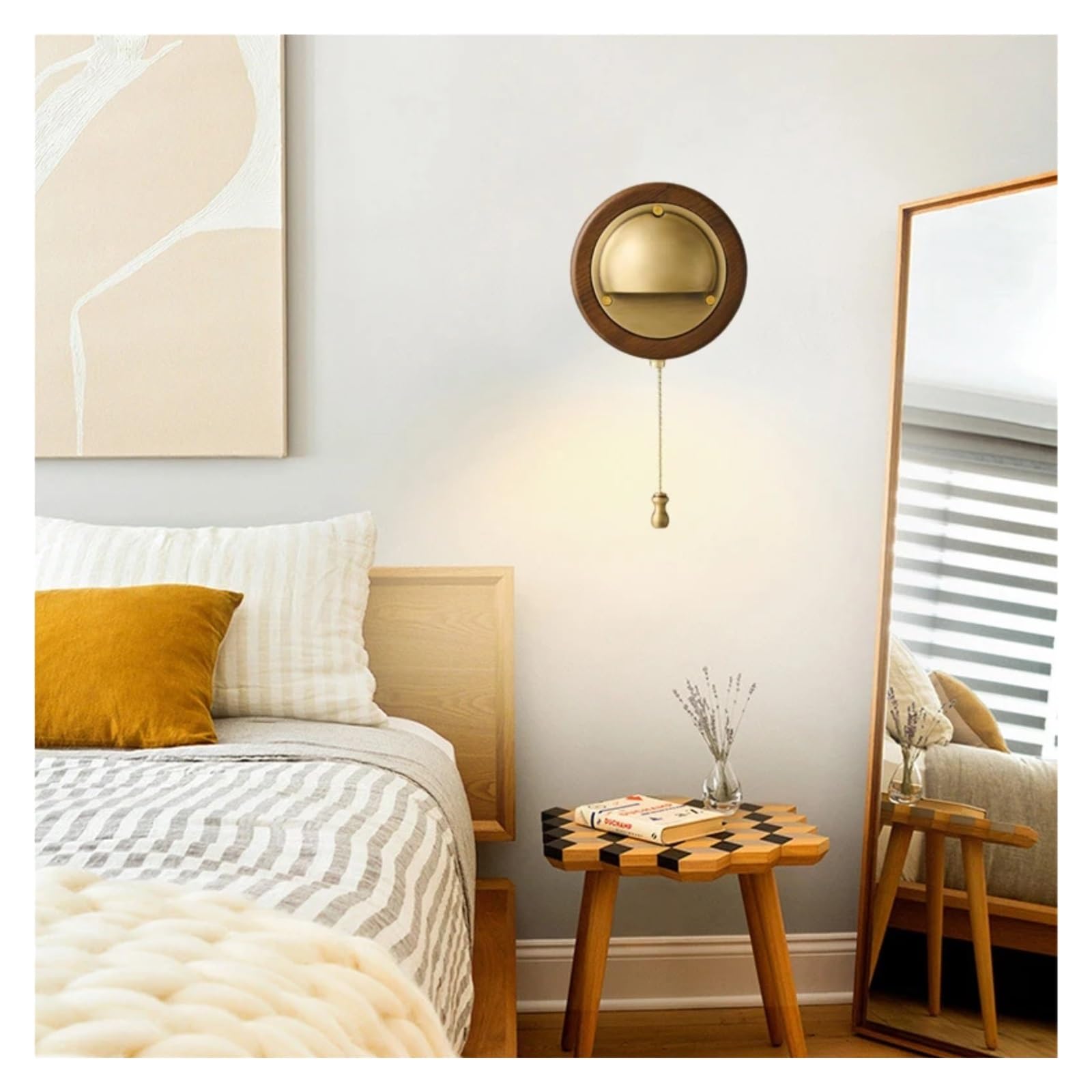 IvyLoutish Novelty Wall Lamp E27 Bulb Gold Silver Brass Wooden with Switch for Parlor Dining Room Bedroom Stairs Aisle,Modern