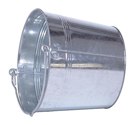 Vestil BKT-GAL-325 Galvanized Steel Bucket, 9-13/16 Depth, 3.25 gallon, 28 pound Capacity, Silver