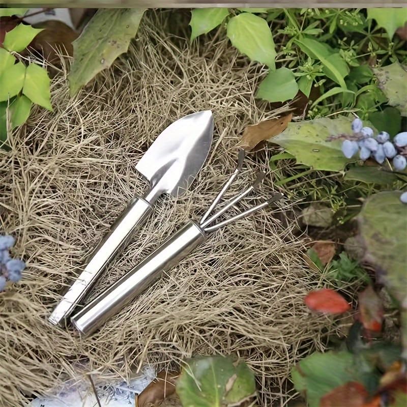 Miniatura 3 de Generic Juego de herramientas de jardín de aleación de aluminio 3 en 1, 3 unidades, plateado, ligero y resistente, asas ergonómicas, ideal para