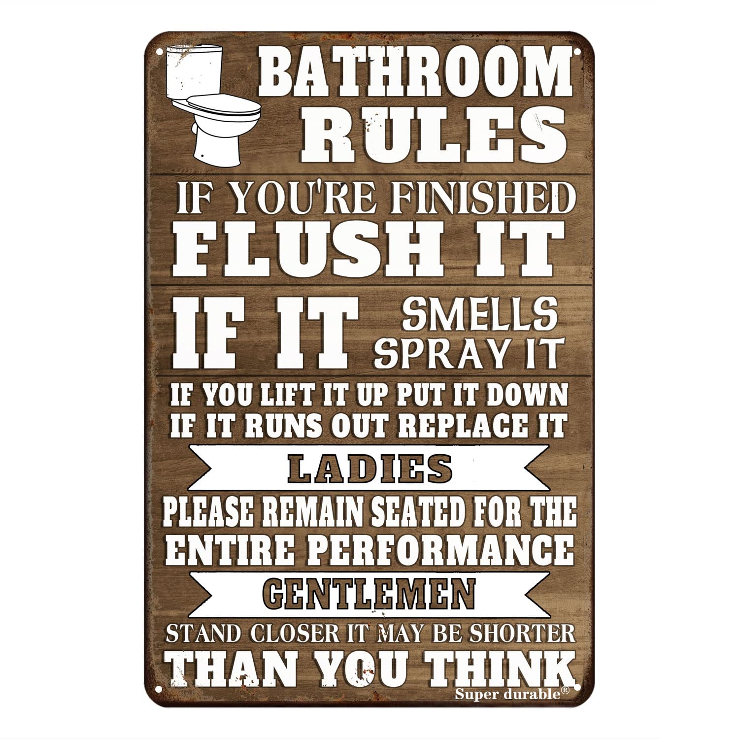 Funny Bathroom Rules Metal Tin Sign Wall Decor Farmhouse Bathroom Quote Sign Washroom Home Toilet Restroom Decor Retro Metal Tin Sign 8X12 Inches