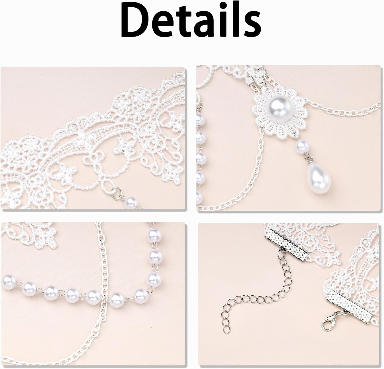MILAKOO Lace Tattoo Choker for Women Elegant Goth & Elegant Necklace Collarbone Pearl Pendant Collar - Image 4