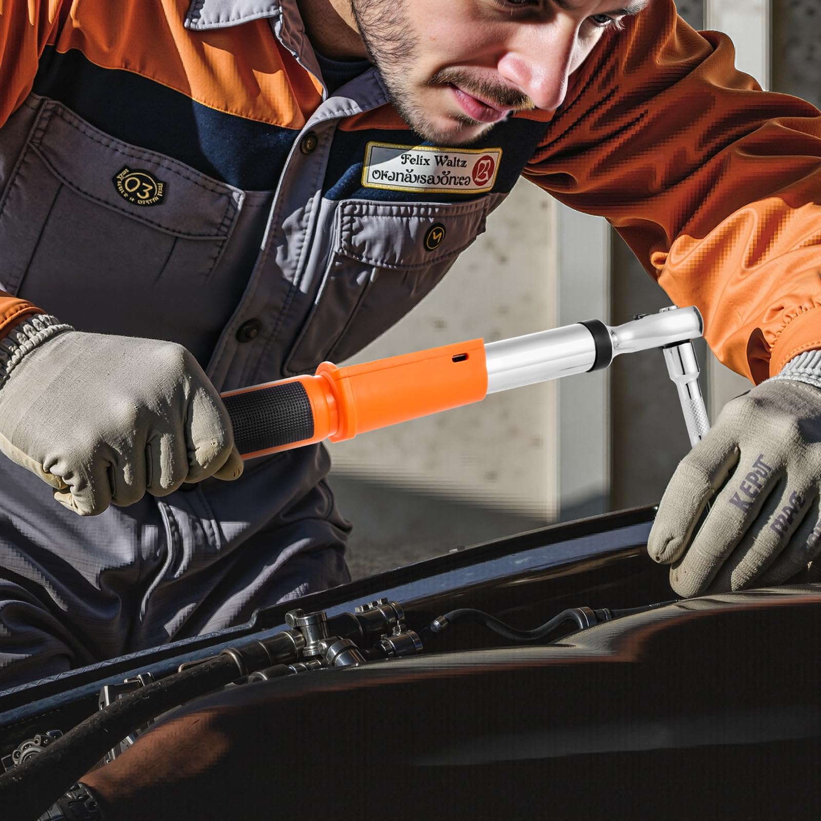 VEVOR Llave Dinamométrica Digital Accionamiento de 3/8" 0-135 Nm 72 Dientes ±2% de Precisión Llave Dinamométrica Electrónica con Valor Preestablecido, Zumbador y Notificación LED para Coches