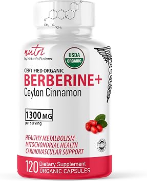 Nutri USDA Berberine 1300mg w/ Ceylon Cinnamon - Berberine HCL - 120 Caps