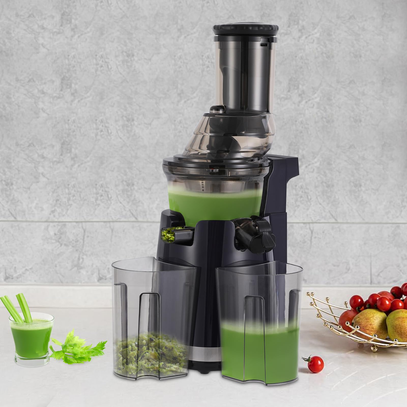 250W Electric Juicer Machine with 2 Cups, Tabletop Fruit Juicer, Compact Juicing Maker, Press Juicer for Making Vegetable Juices,Fruit Juices