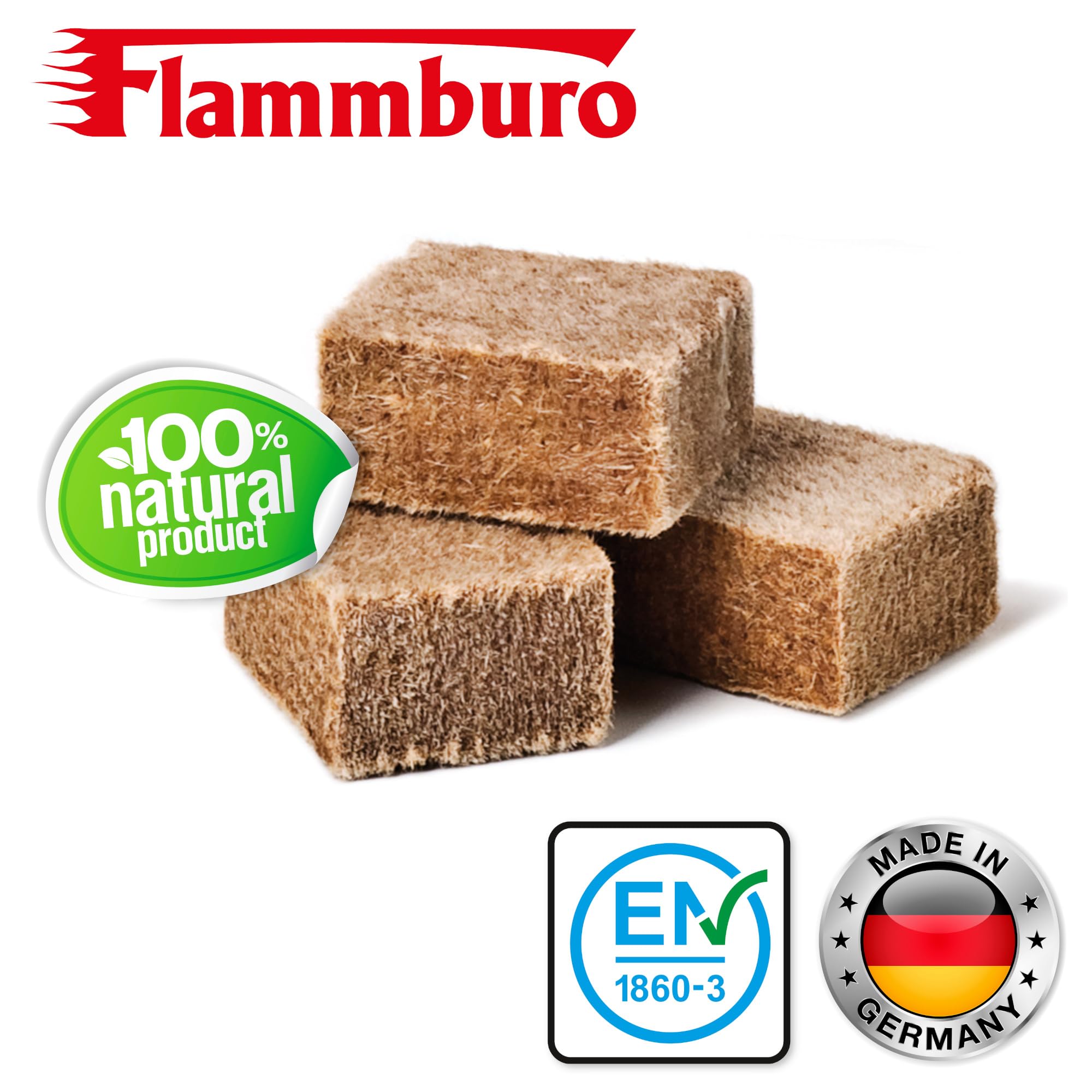 FLAMMBURO (8 kg) Eco Cubos Encendedor de Fabricante alemán, Encendedor de Barbacoa, Encendedor de Chimenea, Encendedor de Estufa, Cubos Encendedor, Lana Encendedor - Made in Germany