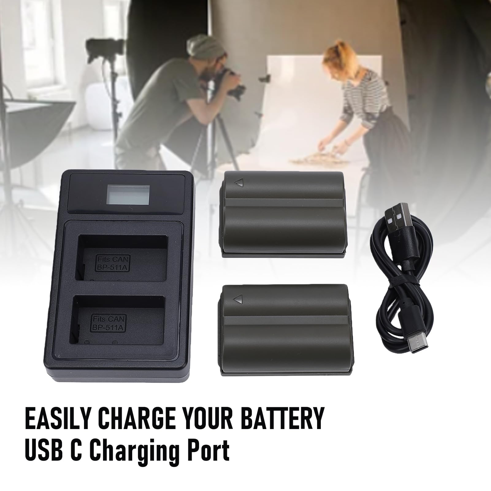 Matybobe Batería de Cámara 2800mAh, Cargador Doble, Recargable de Litio,