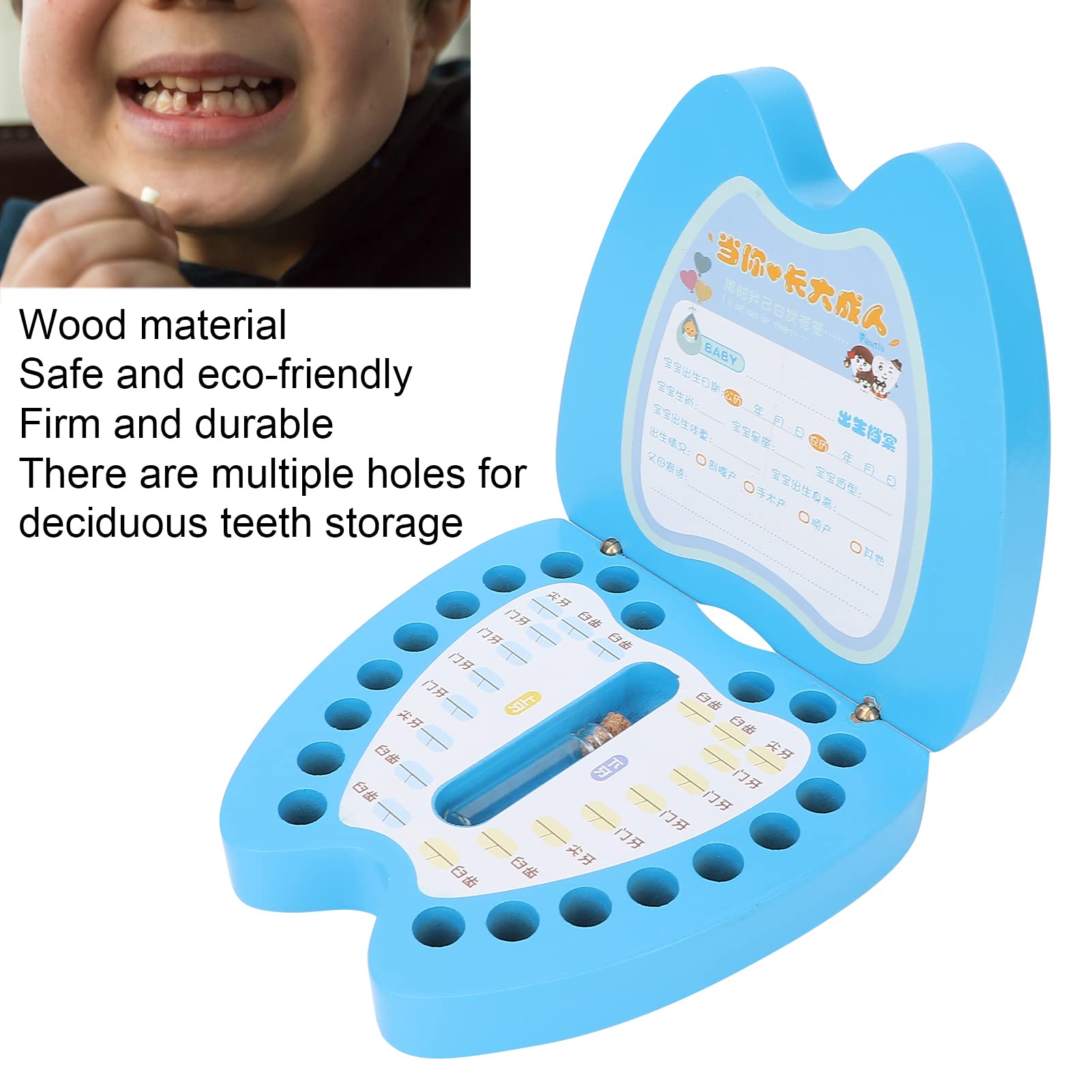 Bo î te à dents de b é bé, bo î te de rangement en bois pour dents de dessi