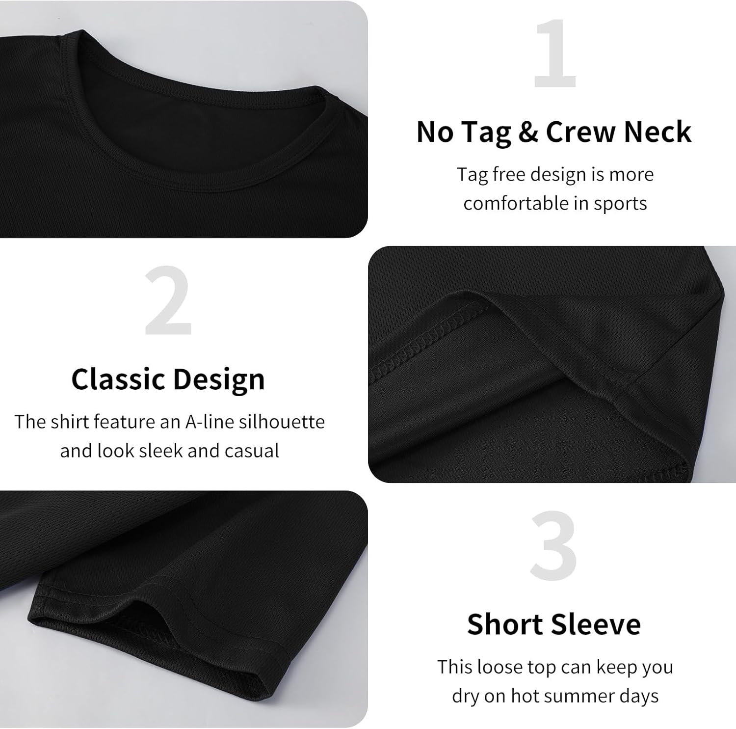 5 Pack Mens Active T-Shirts Crew Neck Athletic Short Sleeve Tops Moisture Wicking Running Tee Tops - Image 3