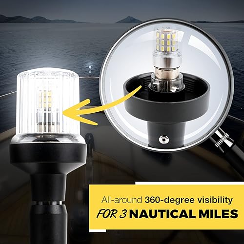 Miniatura 3 de EVERBEAM Luz de anclaje ajustable de acero inoxidable P600 para barcos de pesca y embarcaciones marítimas - Proporciona visibilidad de 360 grados