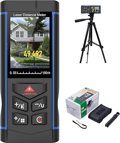 328ft Laser Measure with 6X Camera, 2mm Accuracy, Electronic Level, Real-Time Angle, Outdoor & Indoor Laser Distance Meter for Area, Volume, and