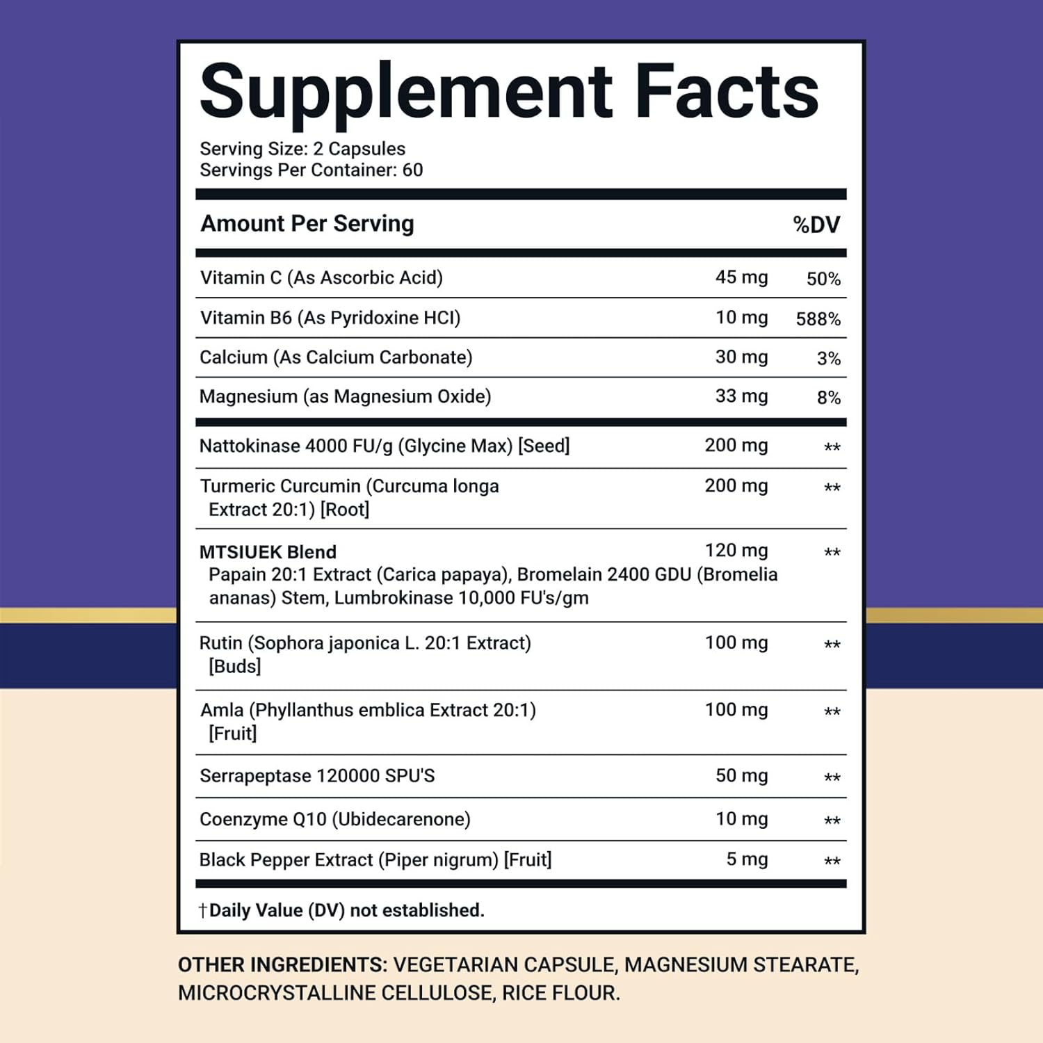 Nattokinase 4000 FU & Serrapeptase 120000 SPU Supplement, Proteolytic Enzyme Complex with Bromelain, Amla，Curcumin, Rutin, Supports Cardiovascular Health & Joint Comfort, 120 Capsules