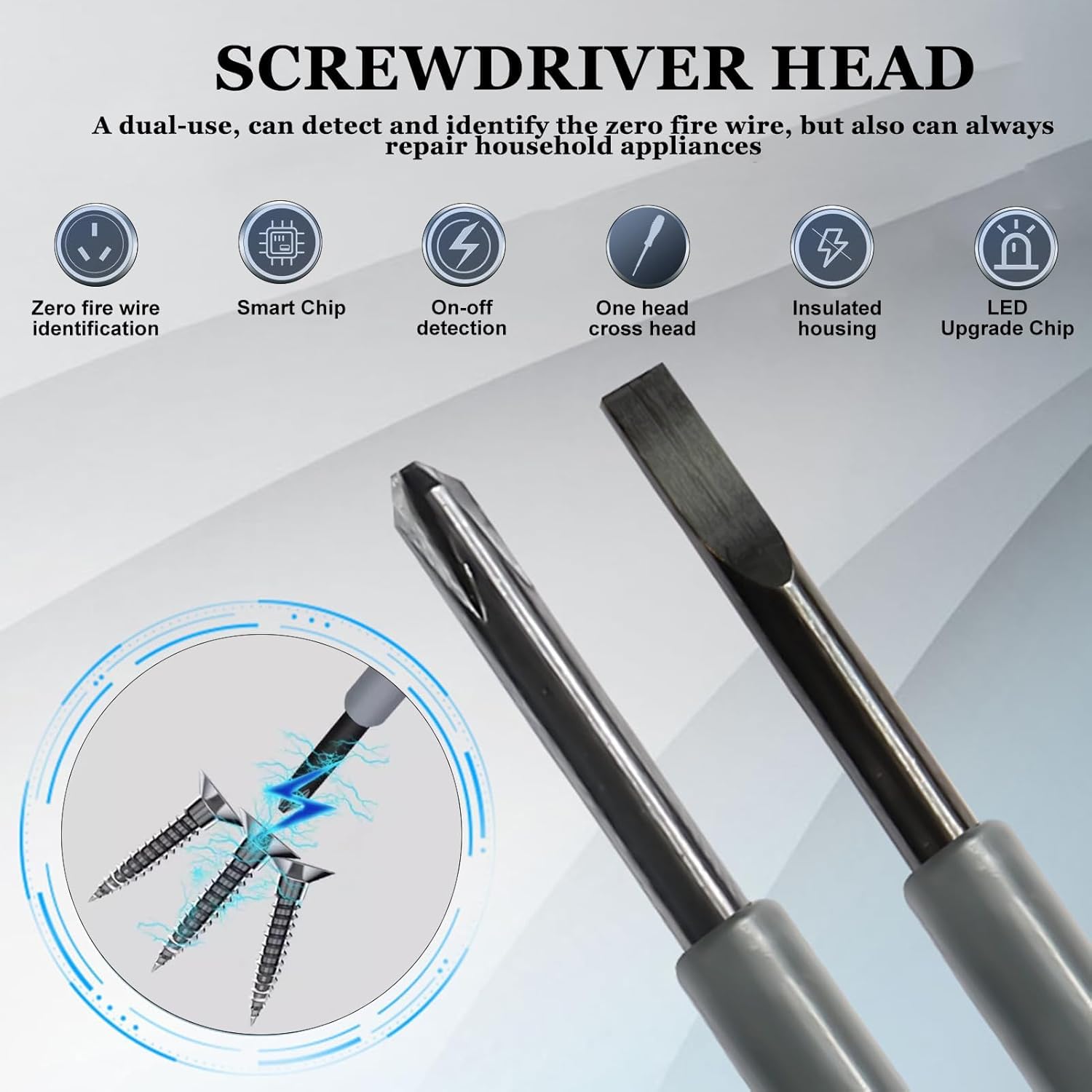 A AND S TOOL® 2pcs Electrician Screwdriver Zero Line Induction Voltage Test Pen Multifunctional Electricians Screwdrivers Handheld Tools 2