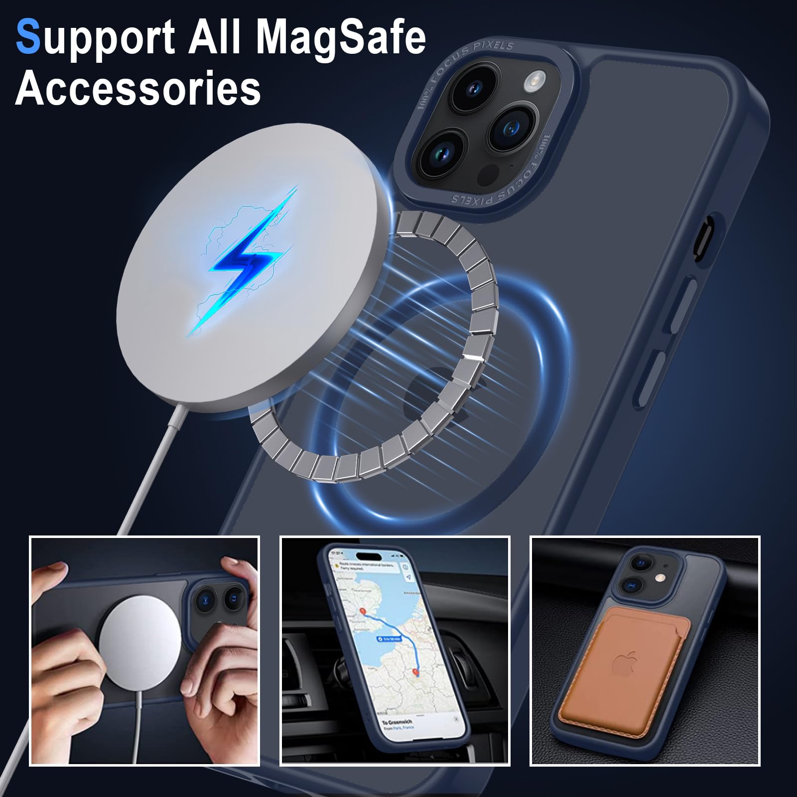 XTCASE Cover Magnetica per iPhone 12 Pro Max [Compatibile con MagSafe], Custodia Traslucida Opaca Posteriore Resistente ai graffi TPU Bumper Antiurto Sottile Protettiva Case, Blu