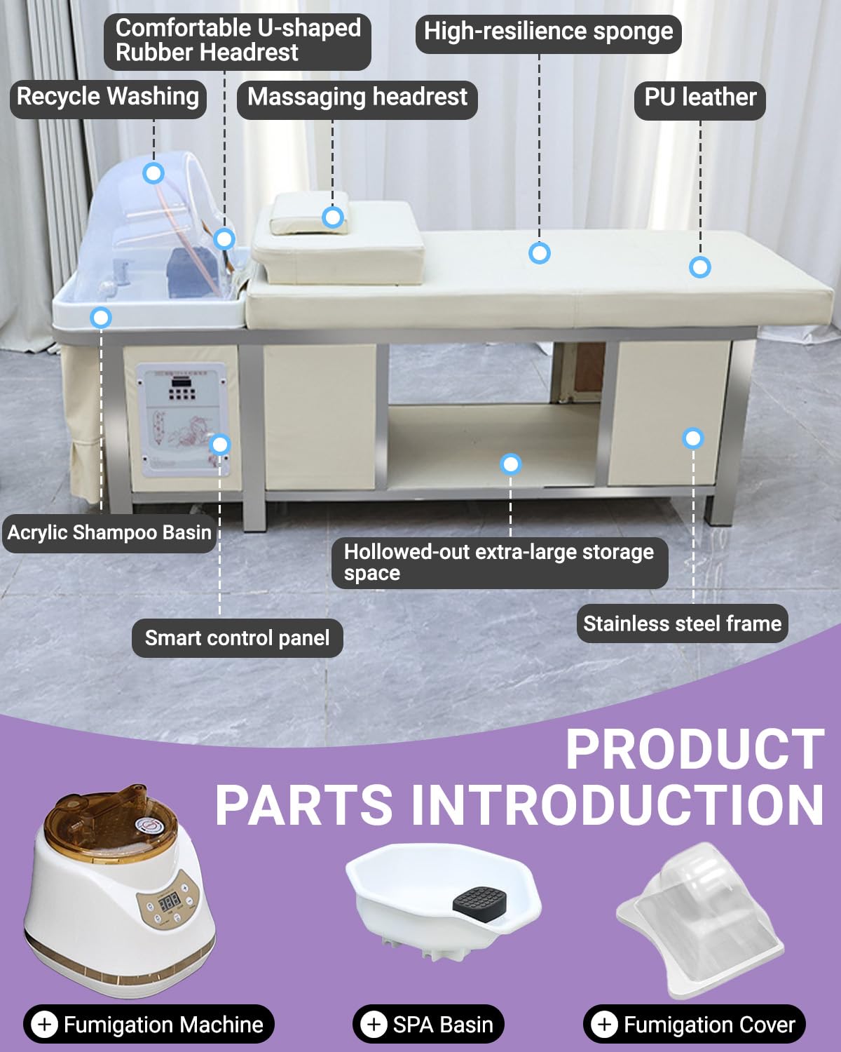 Amazon.co.jp: 日本製ヘッドスパベッド、水循環と燻蒸療法を備えた