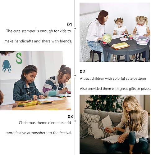 Miniatura 3 de EXCEART 30 sellos de Navidad de plástico, Papá Noel, muñeco de nieve, animales marinos, autotinta, sellos navideños de regalo estacionario para