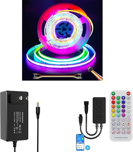 Gingsow Tira LED RGB WS2811 IC COB de 18 pies, DC12V Persiguiendo Color direccionable Pixel RGB LED Cinta, luces flexibles multicolor para