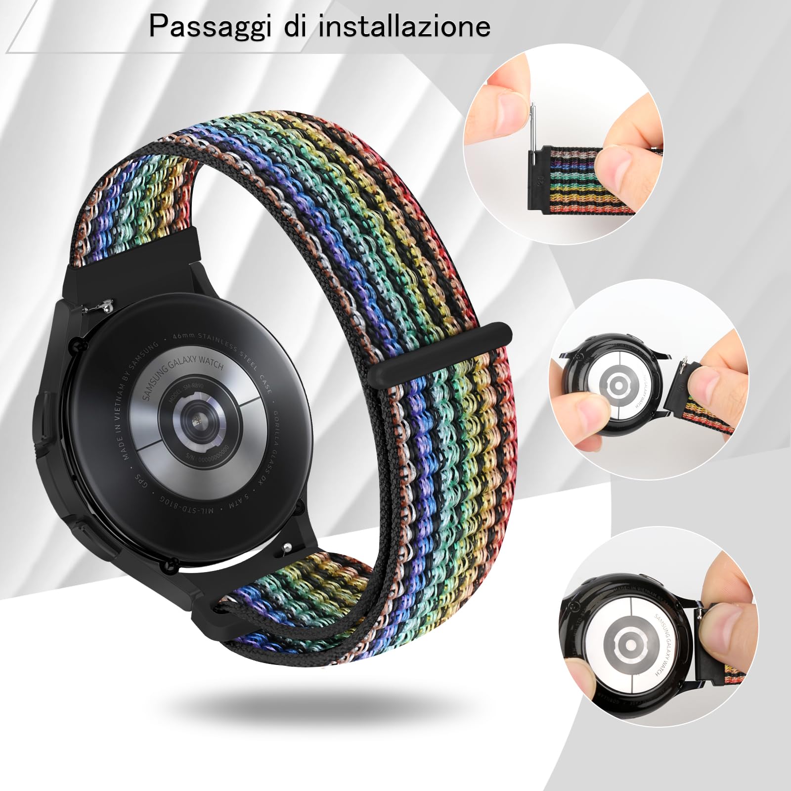 TumCez 18mm 19mm 20mm 22mm Cinturino per Uomo Donna,Regolabile Sgancio Rapido Cinturini Orologio in Nylon per Samsung/Garmin/Fossil/Amazfit/Huawei Orologio